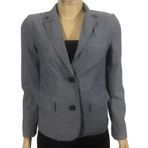 Gap (Outlet) Blue Chambray 100% Cotton Long Sleeve Blazer Size 0 Pre-owned